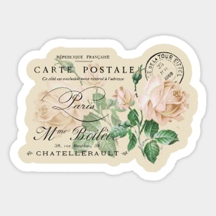 Rose Vintage French Postcard Sticker